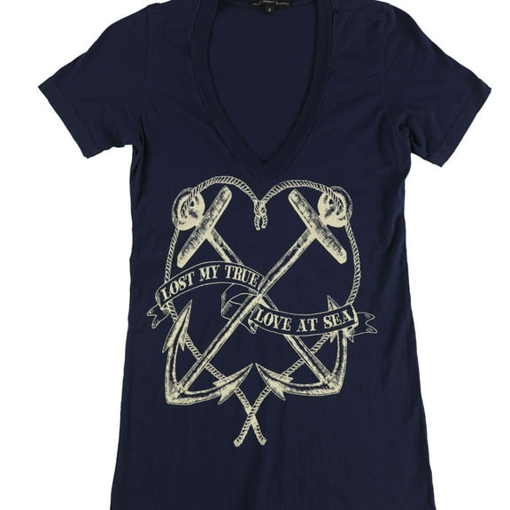 TRULY MADLY DEEPLY Womens Lost My True Graphic T-Shirt, Blue, Small