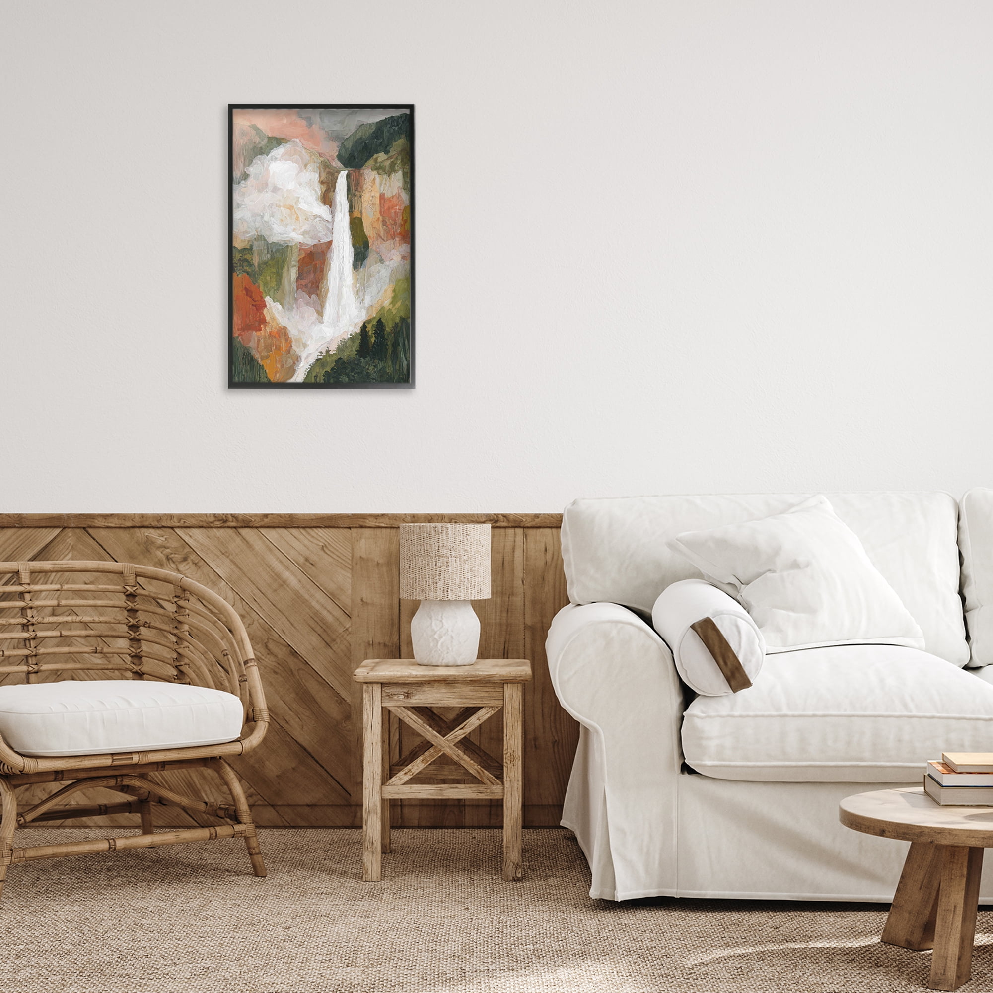 Stupell Industries Mountain Waterfall Landscape Black Framed Giclee Art, design by Chromatic Storm Studio