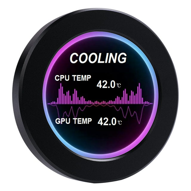 Écran Secondaire Portable IPS de 2,1 Po Refroidi à l'Eau, Écran LCD Rond Compact pour Ordinateurs, Surveillance de la Température du CPU et du GPU de l'Hôte