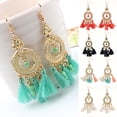 thumbnail image 2 of Ruanlalo Earrings Bohemian Style Exquisite Alloy Tassels Drop Dangle Hook Earrings for Women Black, 2 of 6