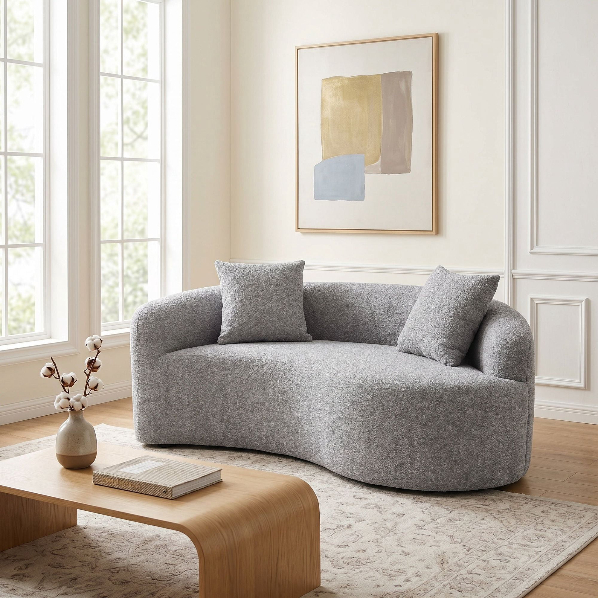 Sailvan S-Curved Chenille Sofa Loveseat, Dual-Depth, No Assembly, Compact for Small Spaces