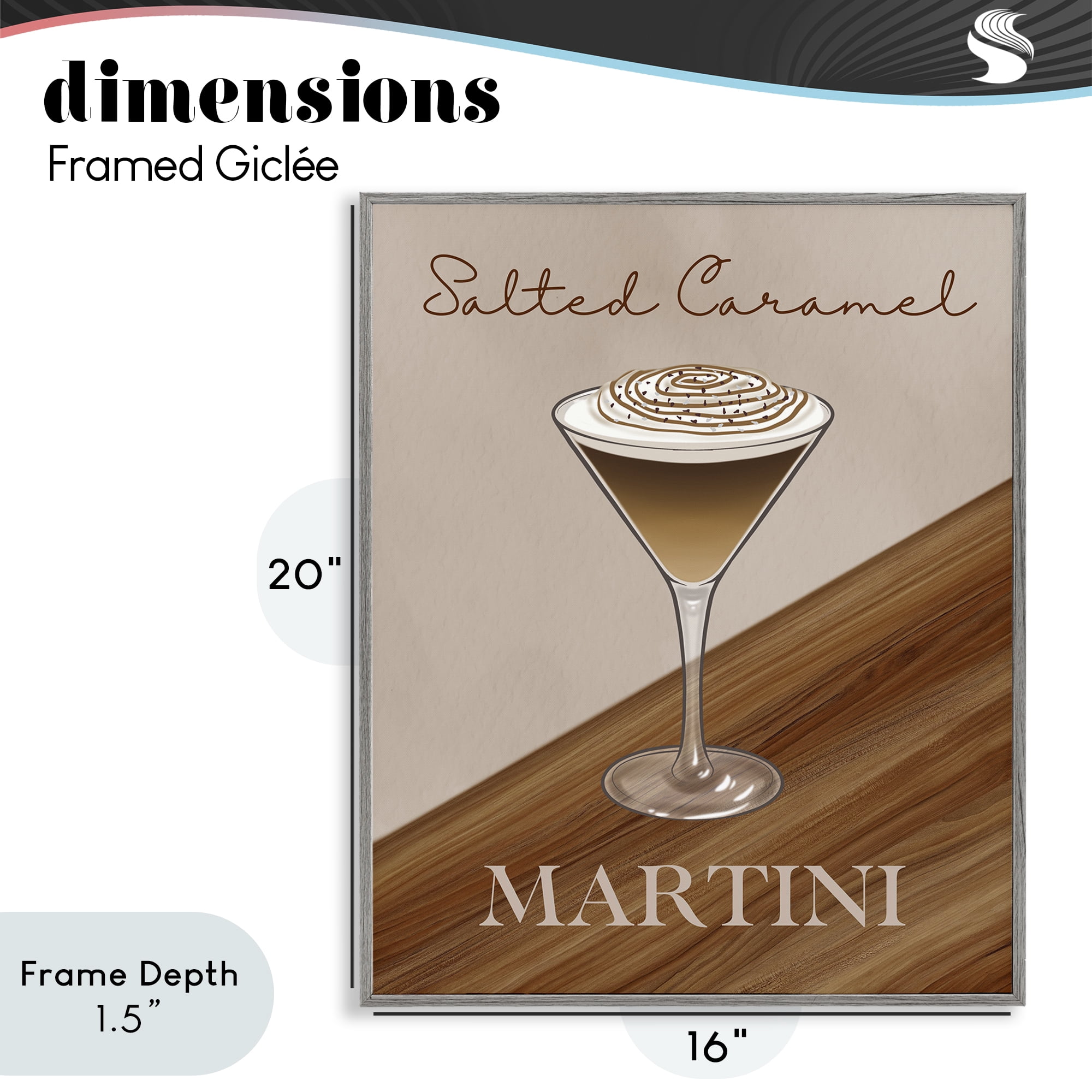 Stupell Industries Salted Caramel Martini Gray Framed Giclee Art, design by Marcus Prime
