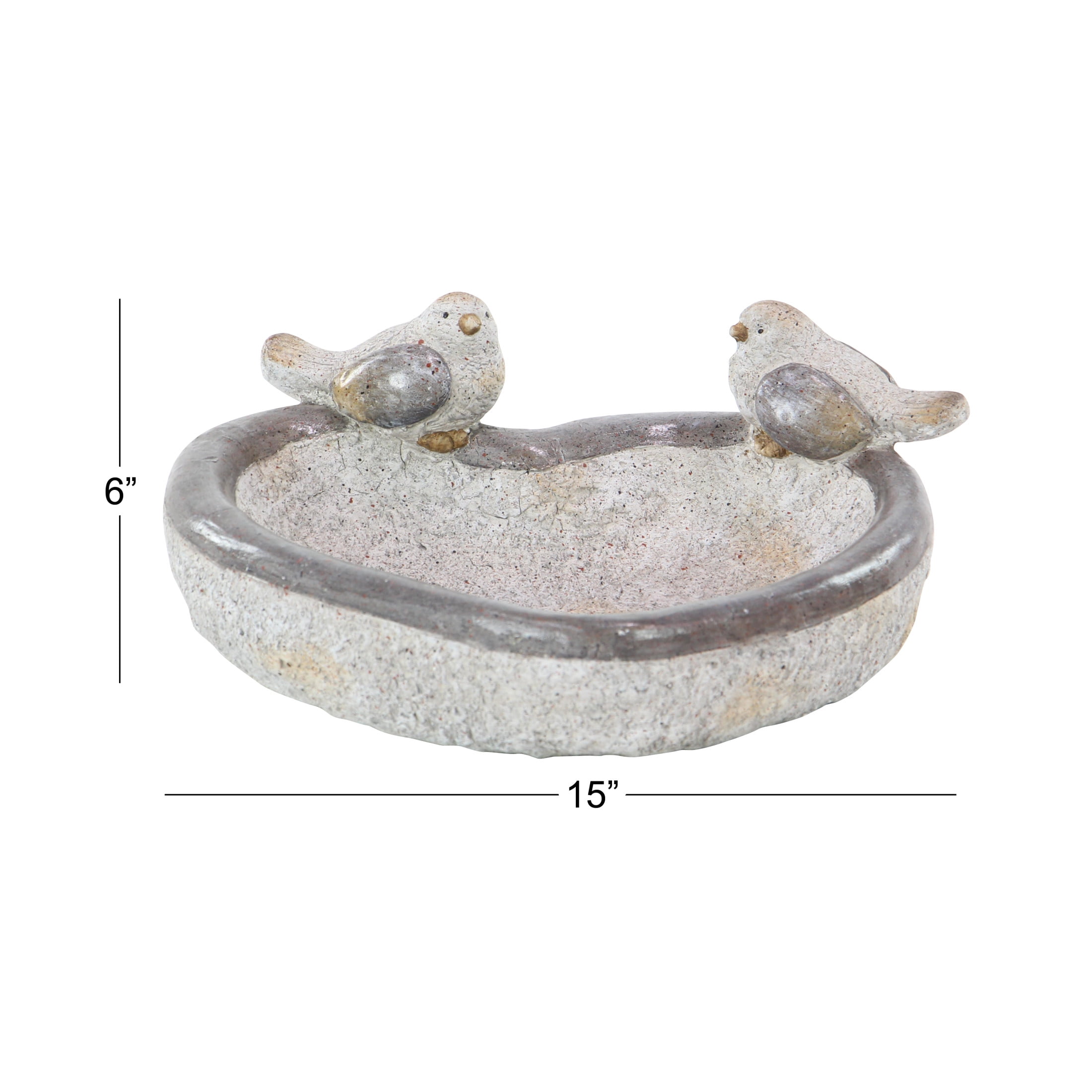 DecMode 6" Indoor Outdoor Bird Garden Sculpture with Bath Bowl