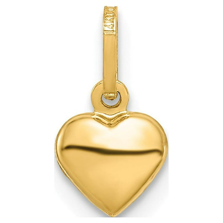 14K Yellow Gold Small Hollow Heart Charm