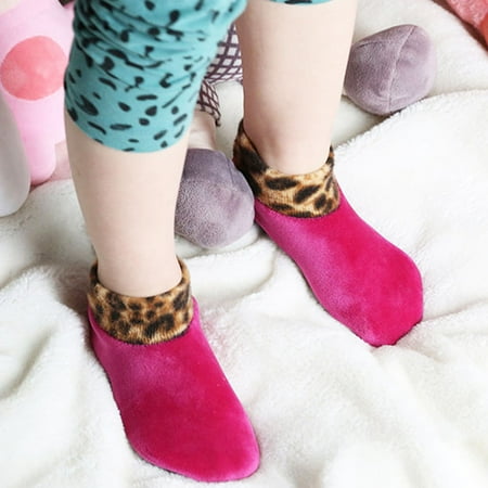 

Zhaomeidaxi Girls Boys Slipper Socks Child Warm Fuzzy Fluffy Soft Fleece Lined Plush Thick Winter Kids Socks