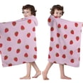 thumbnail image 4 of Red Strawberry Plants Fruit Pink Pattern Hooded Bath Towel，50"x30" for Ages 3 To 12 Kids, Quick Dry Lightweight Soft Microfiber Hood Beach Towel Cover Up for Kids, 4 of 7