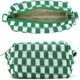 thumbnail image 3 of Makeup Bag Large Checkered Capacity Canvas Travel Toiletry Bag Organizer Cute Makeup Brushes Aesthetic Accessories Storage Bag for Women (Green), 3 of 5