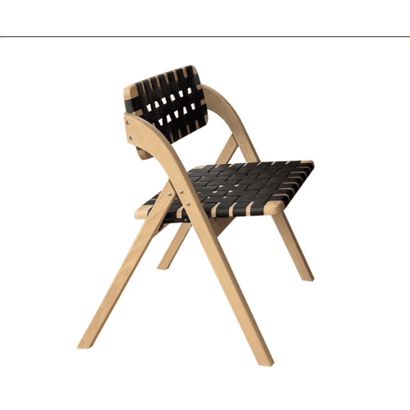 Mid-Century Solid Wood Folding Dining Chair, Black