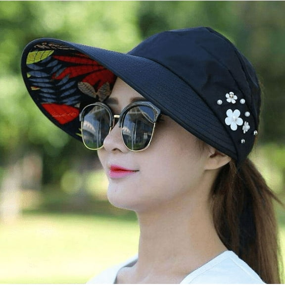 Sun Hats for Women Wide Brim UV Protection Summer Beach Hiking Fishing Packable Visor Hat