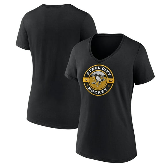 Women's Black Pittsburgh Penguins Native V-Neck T-Shirt
