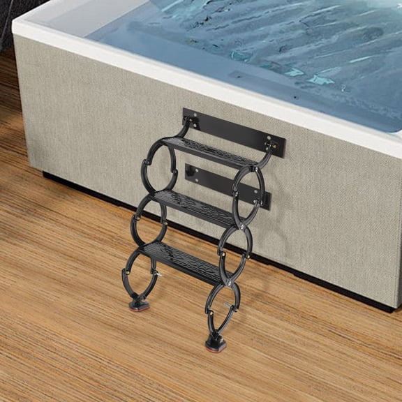 3 Steps Wall Mounted Retractable Ladder Wall Mounted Attic Ladder Black