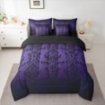 thumbnail image 2 of Homewish Retro Victorian Flower 7pcs Bedding Comforter Set,Vintage Damask Queen Bedding Sets,Purple Black Queen Sheet Sets For Men Women,,Lightweight Room Decorative Reversible, 2 of 8