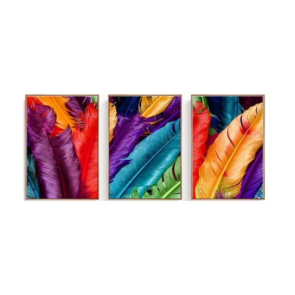 3 Pcs Colorful Art Leaves Canvas Wall Art Poster Modern Minimalist Plants Print Wall Painting for Bedroom Living Room Decor