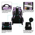 thumbnail image 4 of FORMRS Unisex Backpack Elementary School Travel Bookbag with Reflective Stripes, Purple Halloween Pattern, 4 of 7