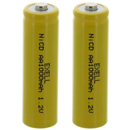 2x Exell AA 1.2V 1000mAh NiCD Button Top Rechargeable Cells Malibu Solar Lights