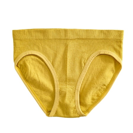 LARUYEKO Women Mid Waist Solid Color Ribbed File Sexy Breathable Seamless Briefs Panties Women s Cotton Underwear High Waisted Ladies Full Coverage Panties High-Cut Stretch Cool Underwear