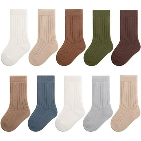 

Baby Girls Newborn Knee High Socks Unisex Baby Seamless Long Stockings for Infant Toddlers Boys Girls 10 Pairs