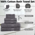 thumbnail image 6 of KAHAF COLLECTION 6 Piece Towel Set Gray – 100% Ringspun Cotton Soft & Highly Absorbent – Includes 2 Bath Towels, 2 Hand Towels & 2 Washcloths – Quick Dry, Durable, and Luxurious Bathroom Essentials, 6 of 7