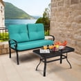 thumbnail image 1 of Gymax Ensemble de Conversation pour Patio 2 Pcs Causeuse et Table Ensemble de Sofa avec Coussins Turquoise, 1 of 9