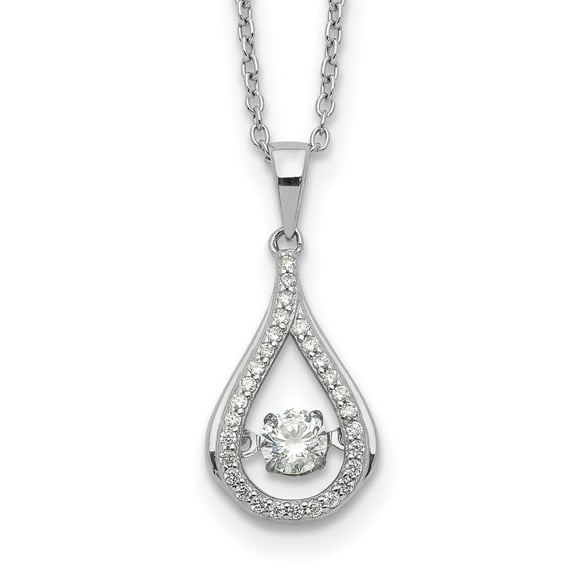 Auriga Fine Jewelry 925 Sterling Silver Rhodium-plated Brilliant-cut Vibrant CZ Teardrop Necklace for Women 18"