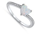 thumbnail image 4 of CHOOSE YOUR COLOR White Simulated Opal Heart Promise Ring .925 Sterling Silver Love Band CZ Female Size 9, 4 of 4