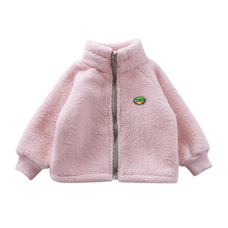 

Winter Jackets for Toddler Girls Fleece Solid Full Zip Cardigan Clothes Casual Stand Collar Thermal Jacket Cardigan Clothes 12-18 Months