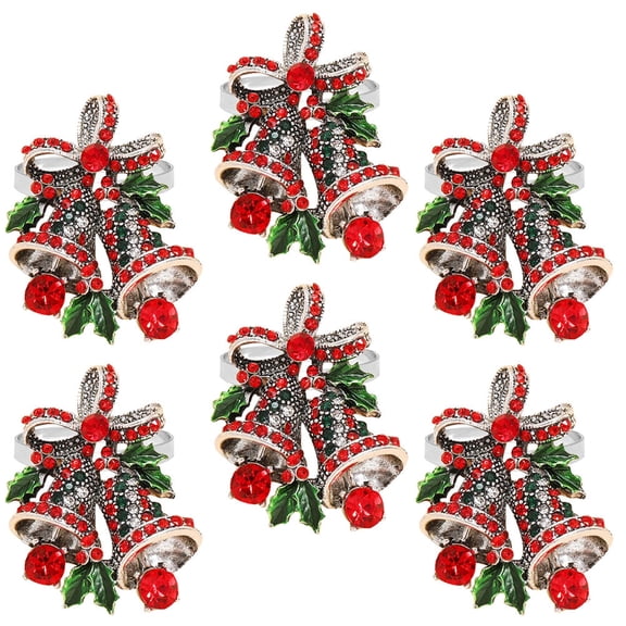 Homoyoyo Red Alloy Napkin Set of 6, Bell Design Dining Table Accessories for Home and Events