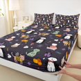 thumbnail image 3 of Homewish Cute Cartoon Kitten Bed Sheets,Kawaii Puppy Cat King Sheets,Bhappy Halloween Spooky Castle Sheet Set For Girl Boys,Ultra Soft Room Decor,4-Piece, 3 of 7