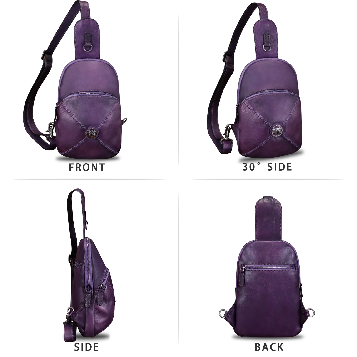 Genuine Leather Small Sling Bag for Women Men Sling Backpack Purse Crossbody Bag