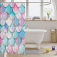 thumbnail image 3 of Manfei Mermaid Scale Shower Curtain 72Wx84L, Dreamy Ocean Princess Bathroom Shower Curtain, Blue Pink, 3 of 5