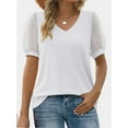 thumbnail image 4 of Womens Summer Casual Shirts Short Sleeve Tunic V Neck Trendy Blouses Tops, 4 of 5