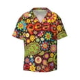 thumbnail image 2 of Lsque Hippie Peace Love print Men's Cuban Collar Short Sleeve Shirt Summer Beachwear Casual Button Down Fashionable Vacation Leisure Shirt-Small, 2 of 7