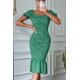 thumbnail image 4 of Vestido PRETTYGARDEN Midi Ajustado Floral Verde Talle Grande, 4 of 8