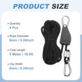 thumbnail image 2 of Uxcell 4 Pairs 1/4" Adjustable Rope Hanger, 16.4ft(5 Meter) Heavy Duty Ratchet Tie Down Strap with Rope Clip Hanger for Hanging Plants, Grow Light and Various Tie-Down Uses, Black, 2 of 6