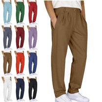 Lenago Mens Pants Boy Pants Work Pants Men Casual Loose Straight Leg Solid Pants With Double Pleated Front Pocket Men Comfy Cargo Pants Uniform Pants for Men