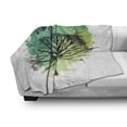 thumbnail image 3 of Willow Tree Soft Flannel Fleece Throw Blanket, Sketched Silhouette with Branches and Blended Watercolor, Cozy Plush for Indoor and Outdoor Use, 50" x 70", Yellow Green Jade Green, by Ambesonne, 3 of 6