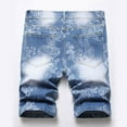 thumbnail image 3 of Meichang Men's Ripped Trunks Stretchy Distressed Denim Shorts Big and Tall Straight Leg Classic Jean Trunks Slim Fit Stretchy Zipper Denim Shorts with Pockets, 3 of 8