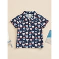 thumbnail image 2 of Arvbitana 1T 2T 3T 4T 5T 6T 4th of July Toddler Boy Clothes Print Lapel Button Up Short Sleeve T-Shirt Top Summer Independence Day Clothes, 2 of 7
