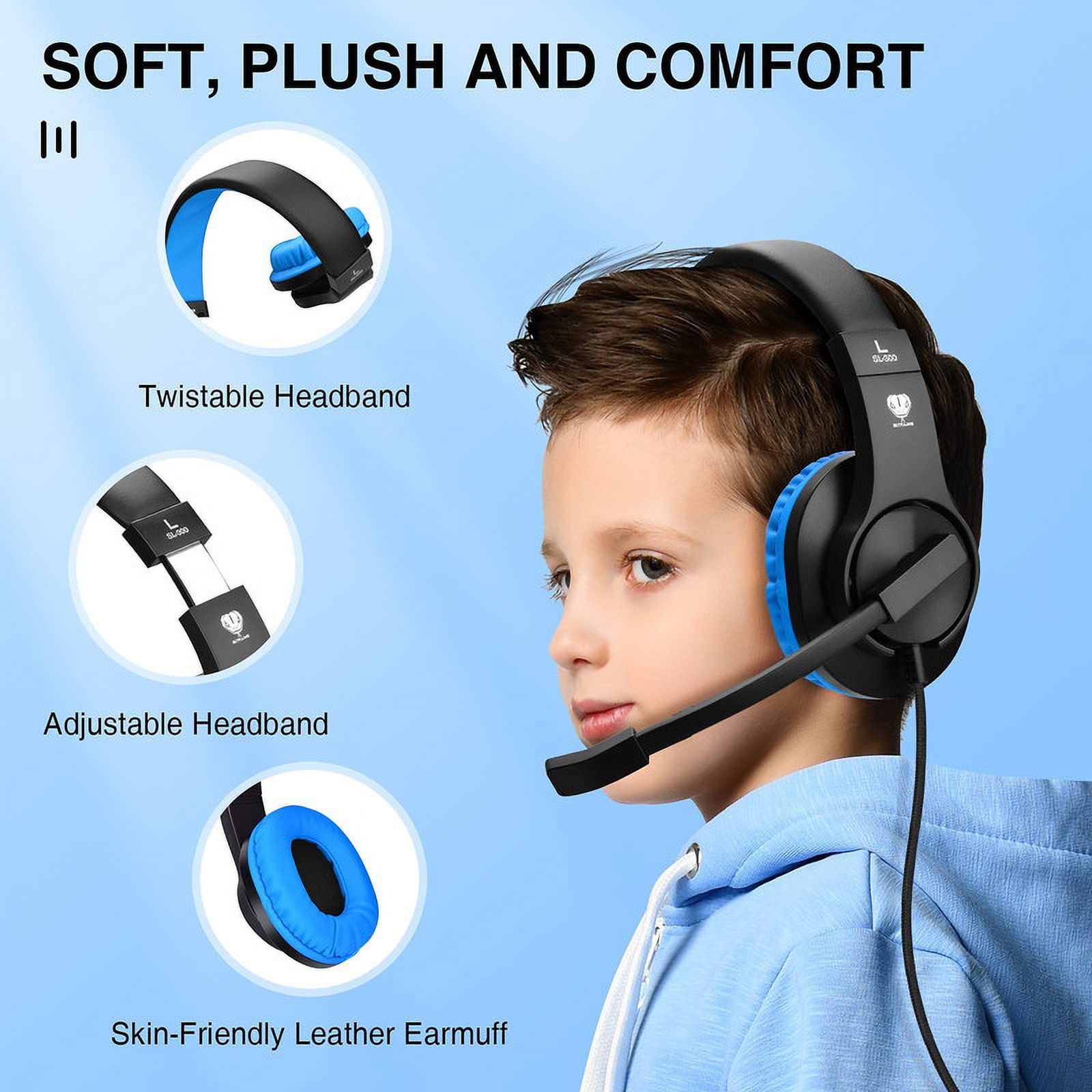 BlueFire Kids Gaming Headset with Microphone, Blue photo 6