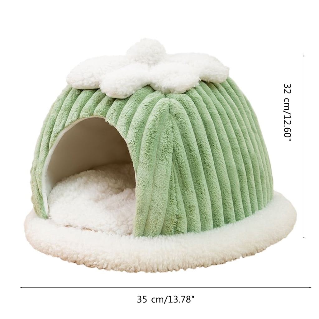 Necvior Cat Bed Deep Sleeping Bed Winter House Cute Pumpkin Shape Enclosed Pet Tent