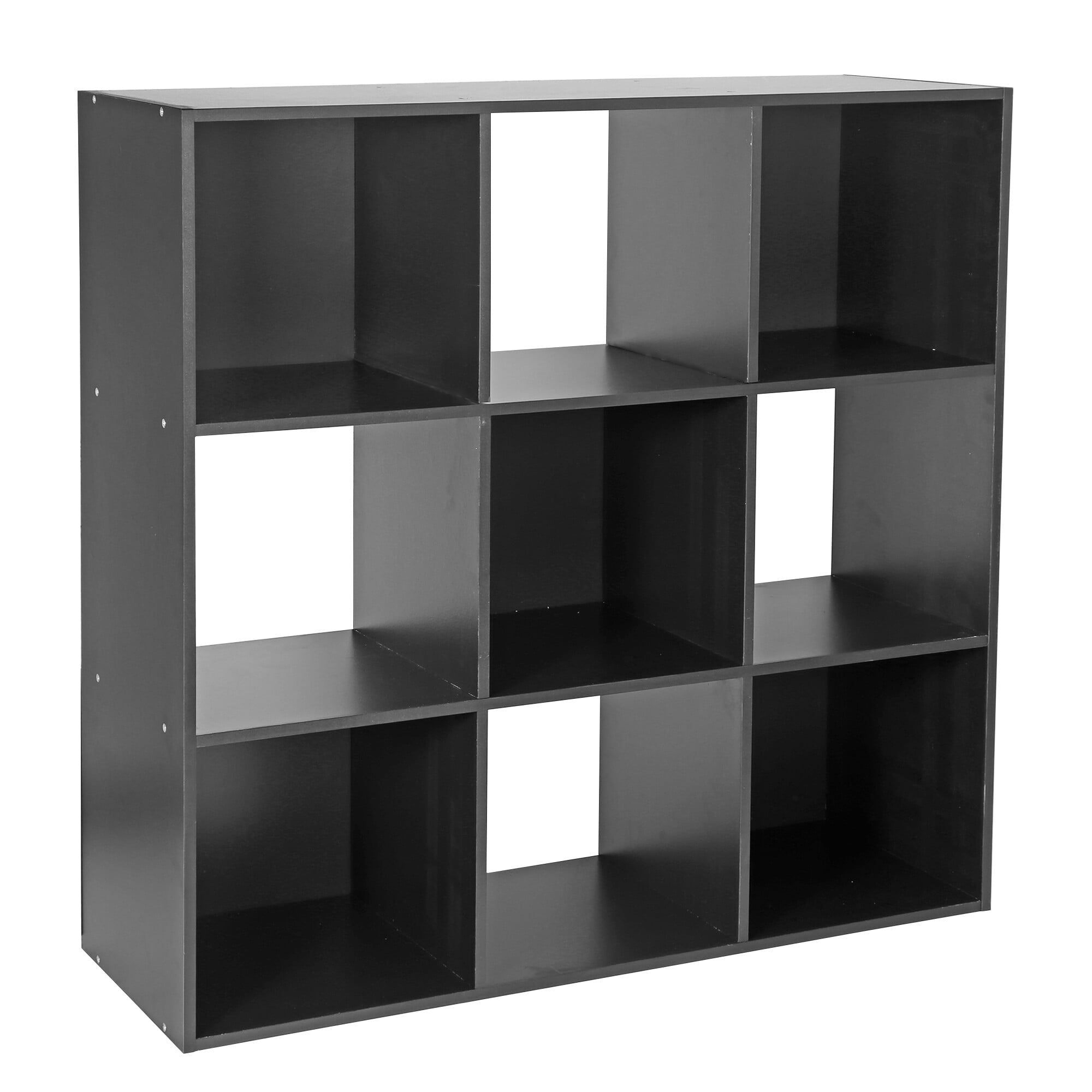 SuperDeal 9-Cube 3 Shelves Organizer MDF Cabinet Bookcase Black