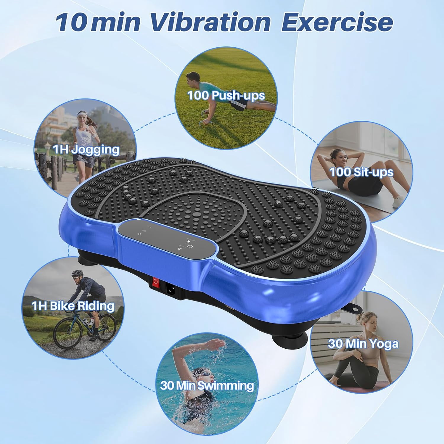 Vibration Plate Exercise Machine for Weight Loss, 220W Power Plate Vibrating Plate with 99 Speed Levels, Full Body Workout Trainer with Resistance Bands, Supports Lymphatic Drainage, 150KG Capacity