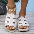 thumbnail image 2 of Rokment Womens Wedges Slides Sandals Comfortable Orthopetic Leather Memory Foam Arch Support Platform Walking Slip on Beach Summer Dress Slippers White Size 8.5, 2 of 6