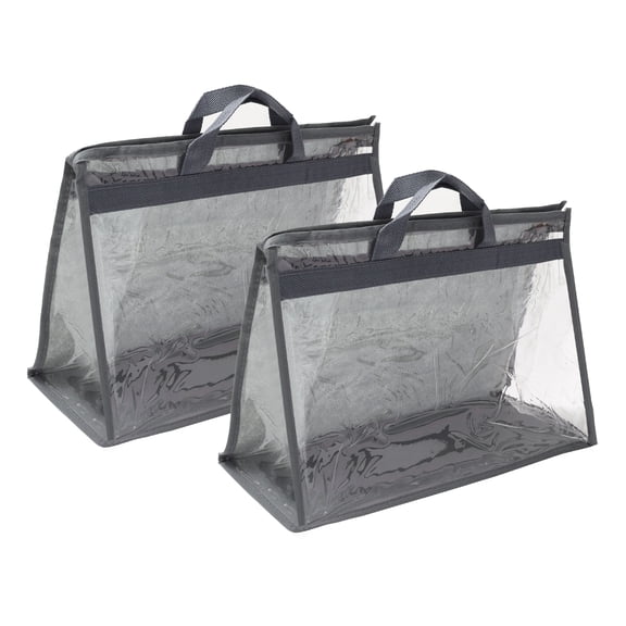 Unique Bargains Clear Purse Storage Organizer Dustproof Cover Gray M