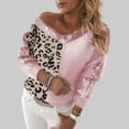 thumbnail image 2 of Arlun Womens V-Neck Leopard Print Sequin Pullover Sweaters Long Sleeve Loose Soft Comfort Casual Tops for Autumn Winter Oversized Loose Casual Outfits for Women 2025 Pink XXXL, 2 of 6