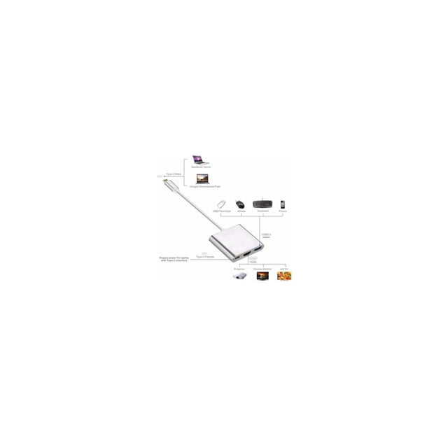 Adaptador Hub USB tipo C 3 en 1 HDMI USB3.0 para Mac