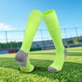 thumbnail image 2 of JCCXIN Toddler Kids Boys Athletic Socks Cotton Football Knee High Socks With Padded Guard Pocket Breathable Outdoor Sports Socks Skin-Friendly Home Everyday Wear,Light Green,8-12 Years, 2 of 4