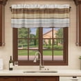 thumbnail image 6 of Vintage Brown Wood Curtain Valances for Windows, Kitchen Valance Window Treatments Panel 2 Pack, Farmhouse Wooden Plank Rustic Rod Pocket Short Curtains for Bathroom Bedroom 60 x 18 Inch, 6 of 8