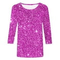 thumbnail image 4 of Mefallenssiah Blouses pour Femmes Décontractées Mode Féminine T-Shirt Imprimé Manches 3/4 Blouse Col Rond Hauts Décontractés, 4 of 5