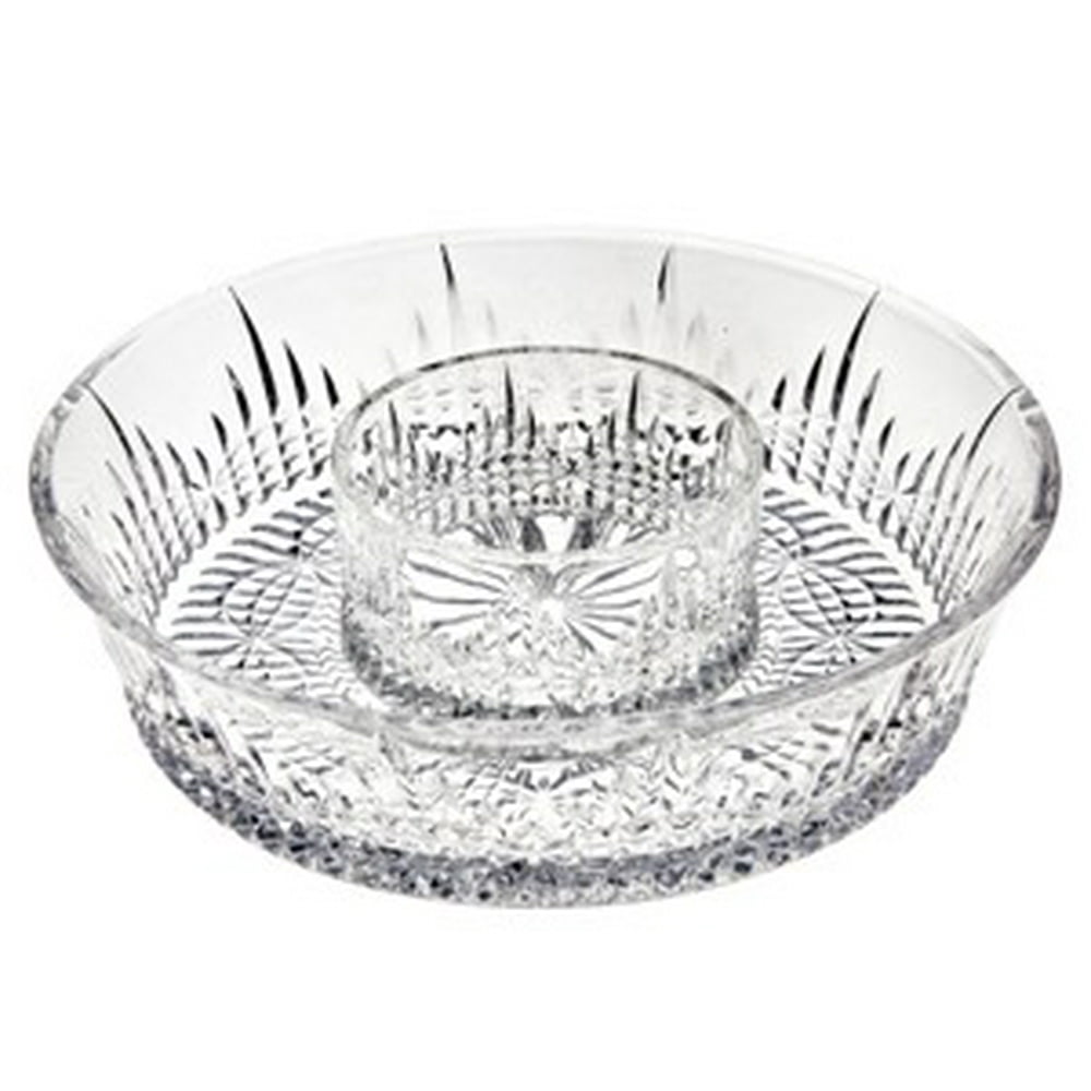Regency NonLeaded Crystal Chip & Drip Snack Tray Server Dish with Dip
